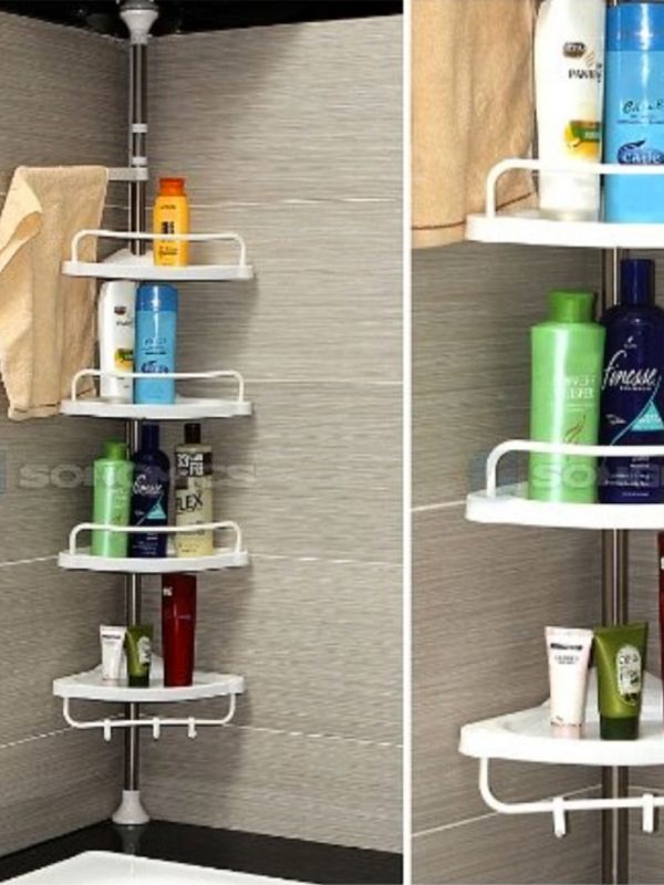Etajera colt pentru baie, 4 rafturi