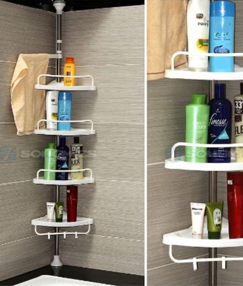 Etajera colt pentru baie, 4 rafturi