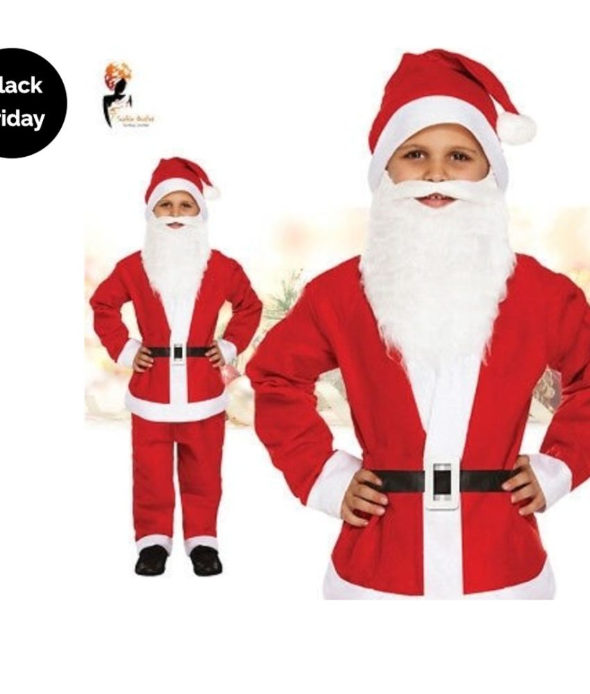 Costum Mos Craciun clasic junior, model pentru copii fete/baieti 3-6 ani, 6-8 ani, 8-10 ani, material polar