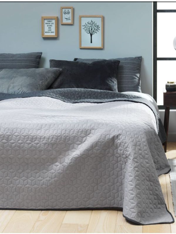 Cuvertura de pat reversibila, ROSENTRE, gri sau albastru