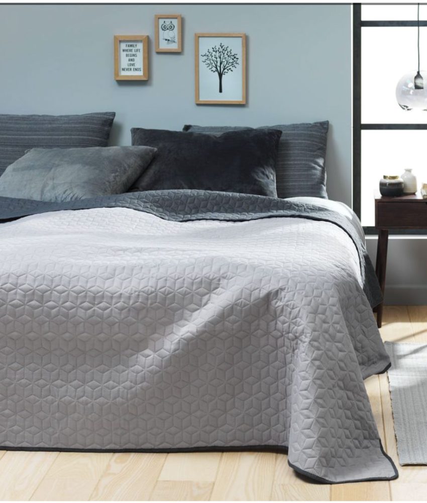 Cuvertura de pat reversibila, ROSENTRE, gri sau albastru