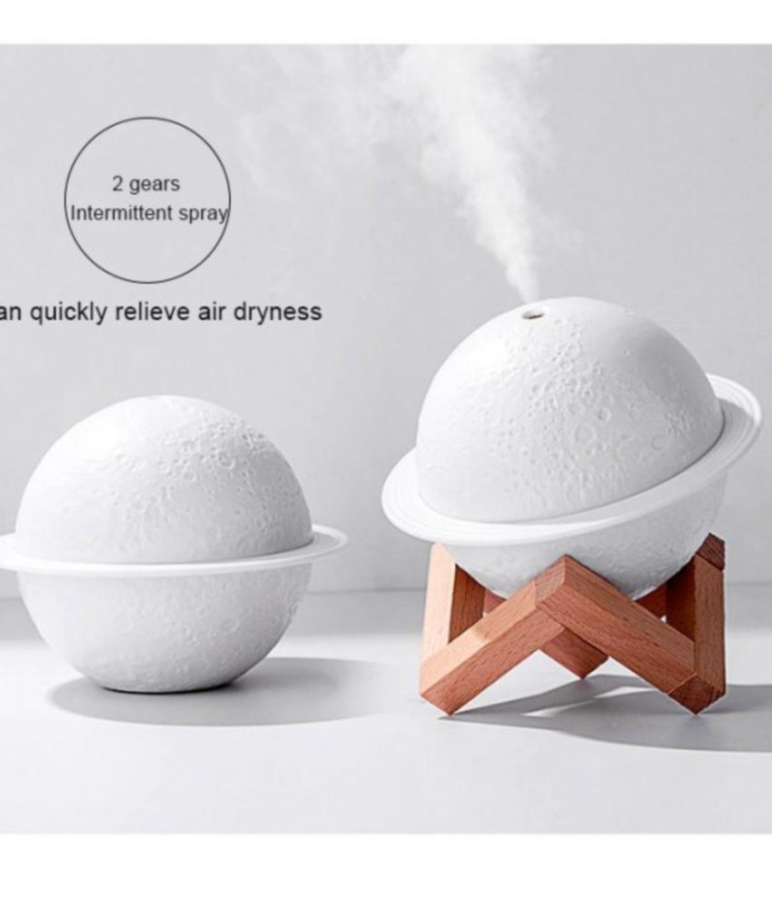 Difuzor aromaterapie Planet, umidificator, 3 tipuri de lumina, capacitate 200 ml, cablu USB