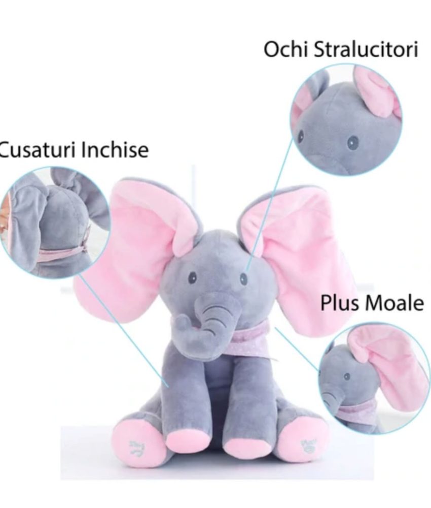 Elefantul CUCU-BAU, cea mai indragita jucarie interactiva din plus, canta in limba engleza si danseaza din urechi