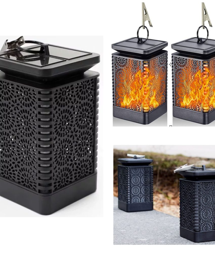 Lampa solara de gradina cu efect de flacara XF-6002, tip felinar