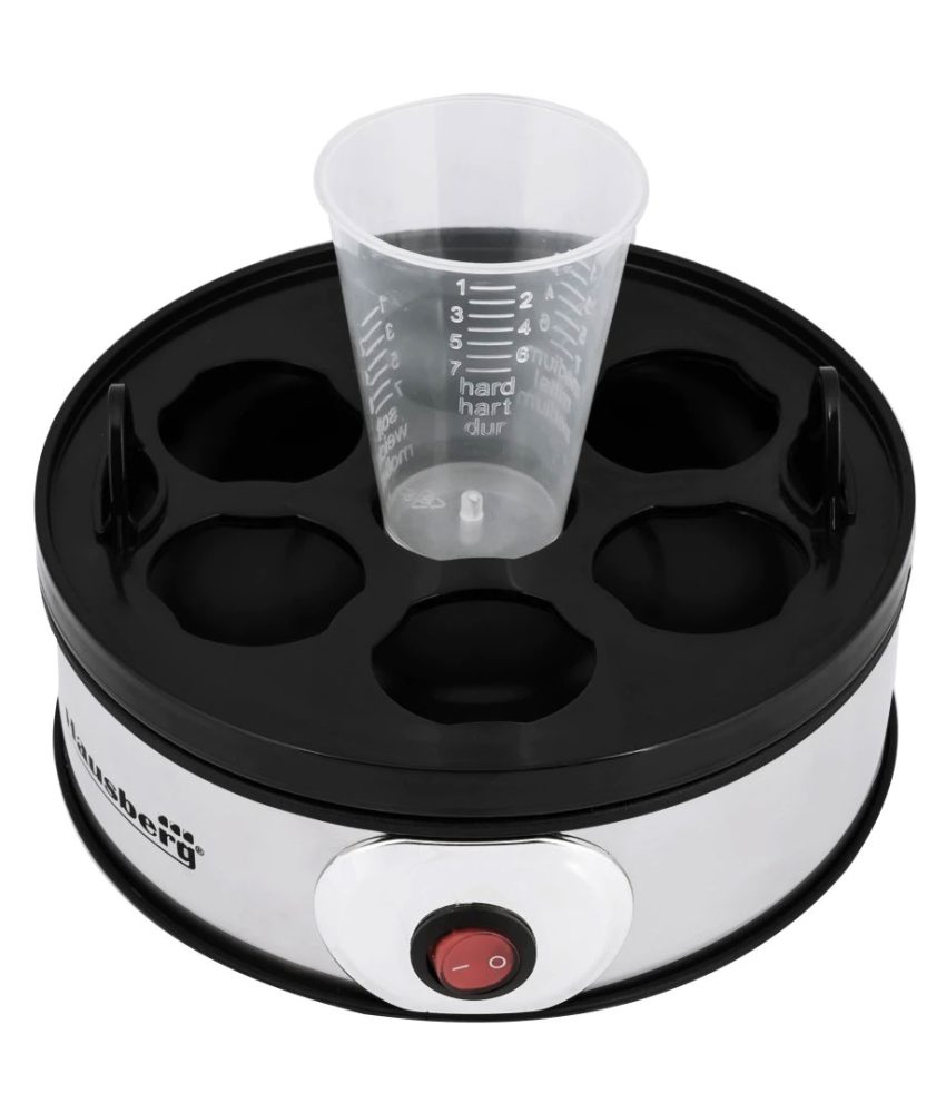 Fierbator electric Oua Hausberg HB-2215, 350 W, 220 V, 7 oua, 0.3 L, timer, indicator luminos, oprire automata, capac detasabil, Negru