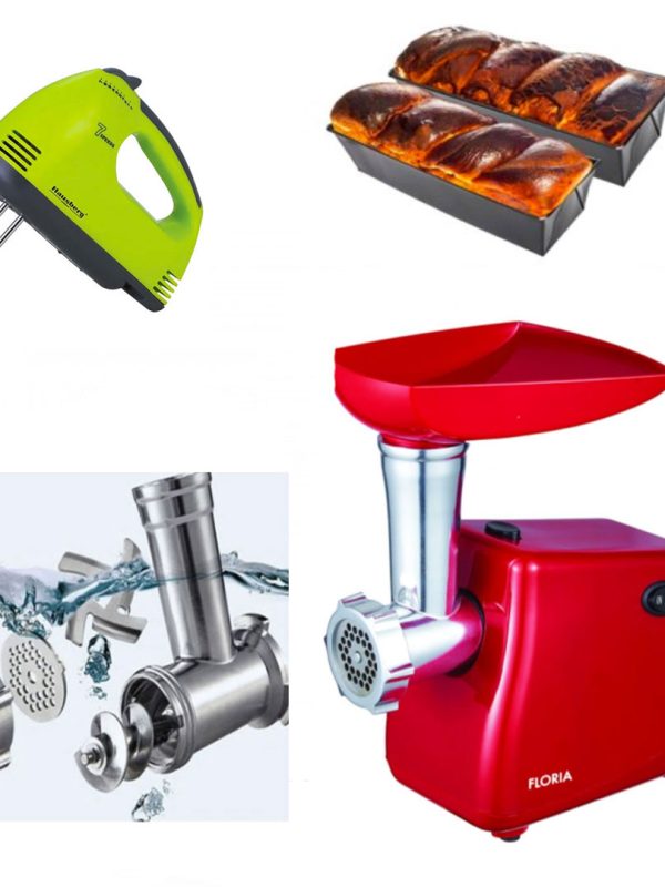 Masina De Tocat Carne Victronic MG5002, 1200W, Accesorii Carnati, Functie Revers,1.5 kg/min + Mixer electric 7 viteze, 4 palete + CADOU 2 tavi de cozonac