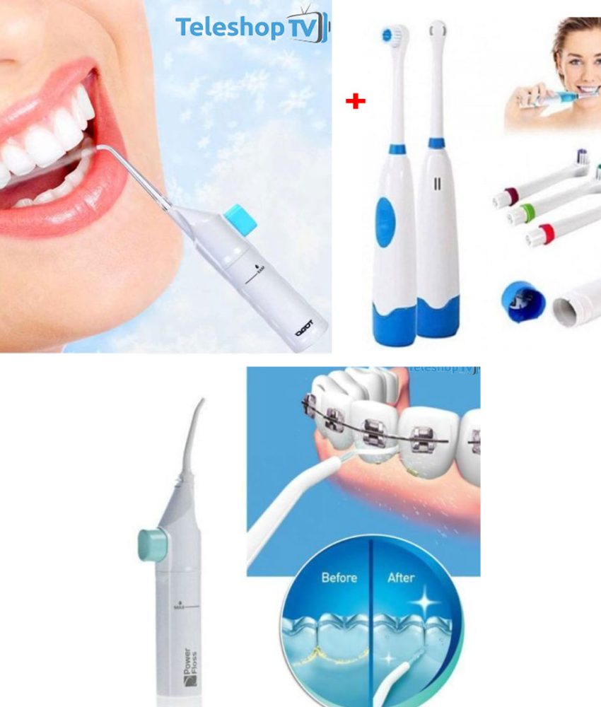Irigator, dus bucal Detal Power Floss + Periuta electrica de dinti, 3 capete de rezerva, stand de incarcare