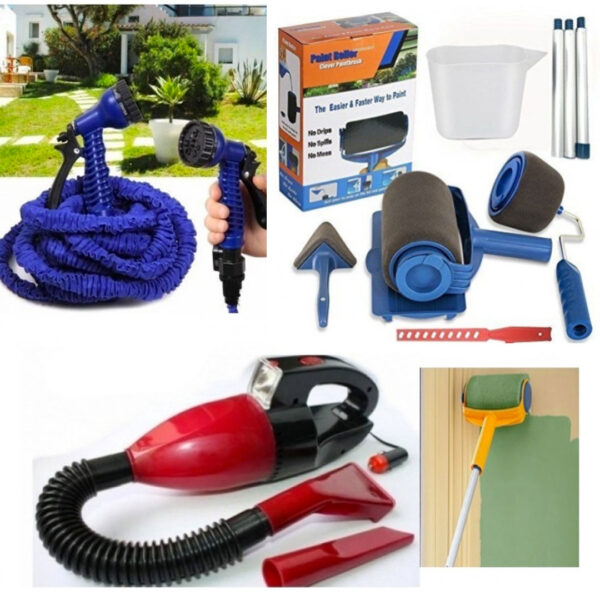 Trafalet Paint Roller cu rezervor + Furtun de Gradina extensibil 30m, Magic Hose + Pistol de stropit + CADOU Aspirator portabil!