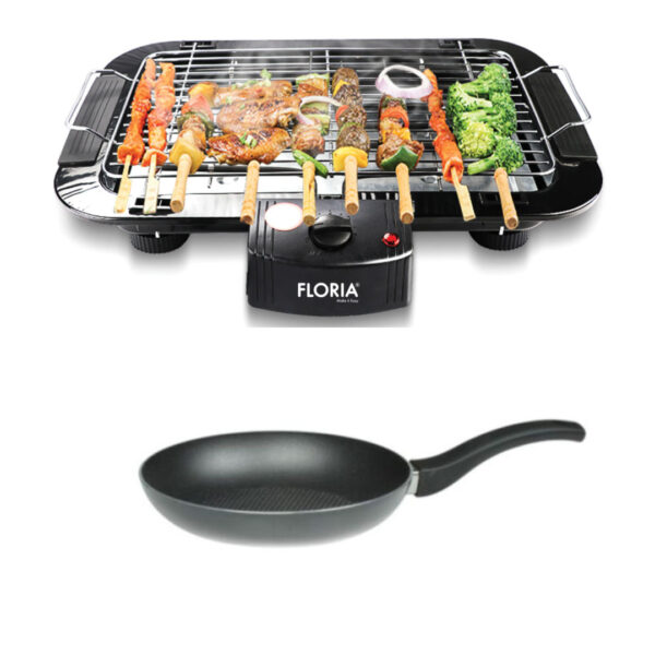 Gratar electric Floria ZLN-2867, 2000 W, 240 V, 47x35 cm, Negru + CADOU Tigaie Teflon 24x6,5cm