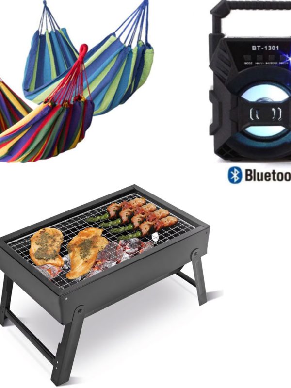 Gratar gradina , dreptunghiular , Grunberg BBQ04, Negru, Grill + Hamac Columbian Multicolor 80x200 cm+ Cadou Boxa portabila Bluetooth!