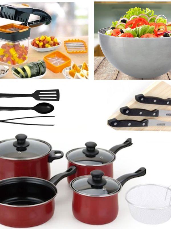 Oale Grunberg 8 Piese, Teflon, Cu Capace din Sticla Termorezistenta + Bol inox + Razatoare Nicer Dicer Quick 5 in 1 + Set 3 Cutite friptura + Cadou Set Ustensile bucatarie!