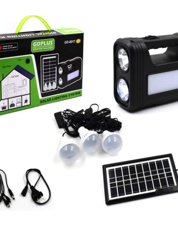 Ai ramas in pana de curent? Kit alimentare curent cu Panou Solar + 3 Becuri cu acumulator reincarcabil, USB, Lanterna Led!