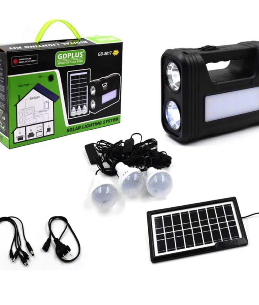 Ai ramas in pana de curent? Kit alimentare curent cu Panou Solar + 3 Becuri cu acumulator reincarcabil, USB, Lanterna Led!