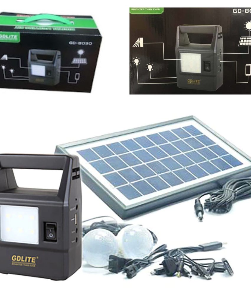 Kit Incarcator Urgente cu Panou Solar GdLite GD8030 GD-8030 cu Lanterna cu 14LED 2 Becuri si acumulator plumb acid 6V