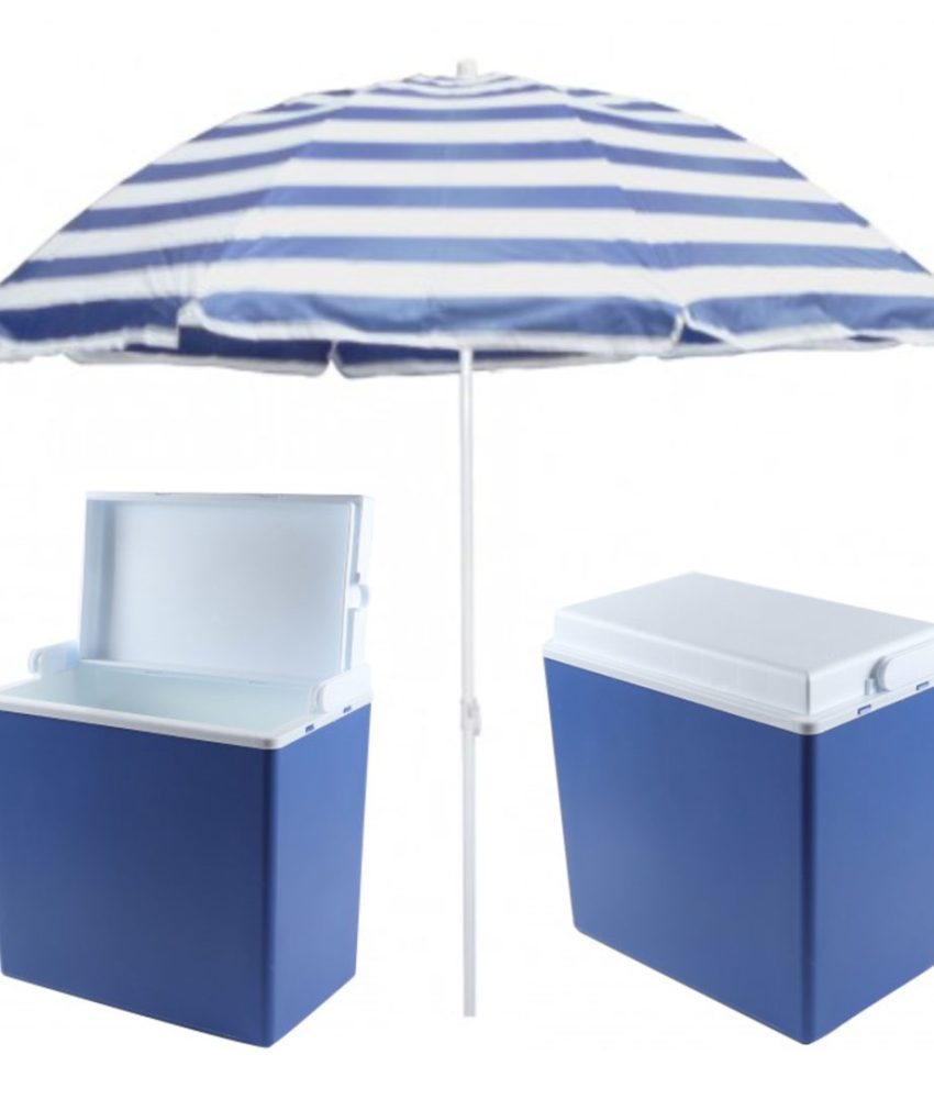 Umbrela De Plaja, Diametru 160cm, Multicolor + Lada frigorifica 24l