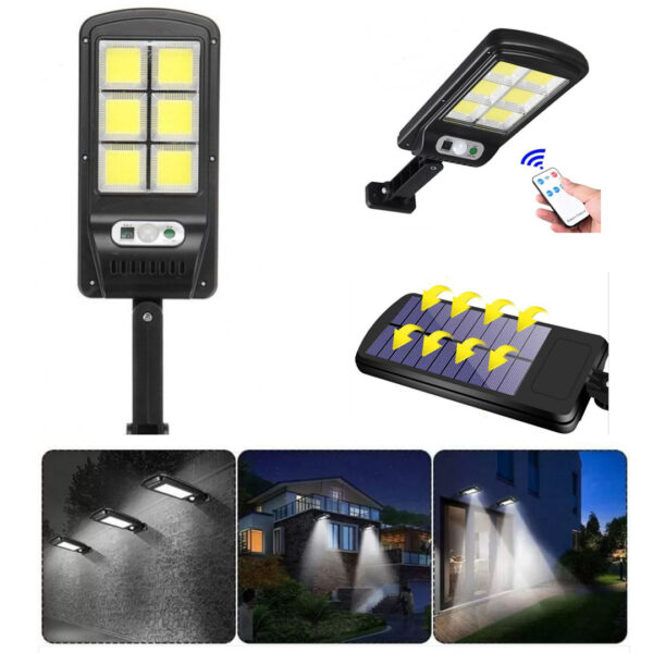 Lampa Solara Cu 120 De LED-URI, Panou Solar, Senzor De Miscare Si Lumina