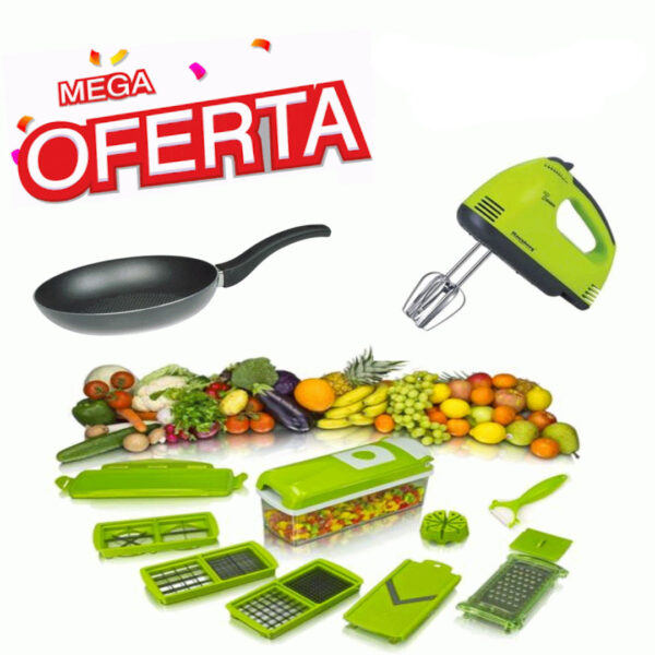 Razatoarea Nicer Dicer 9 piese, 11 moduri de taiere + Mixer electric + 1 tigaie teflon Cadou!
