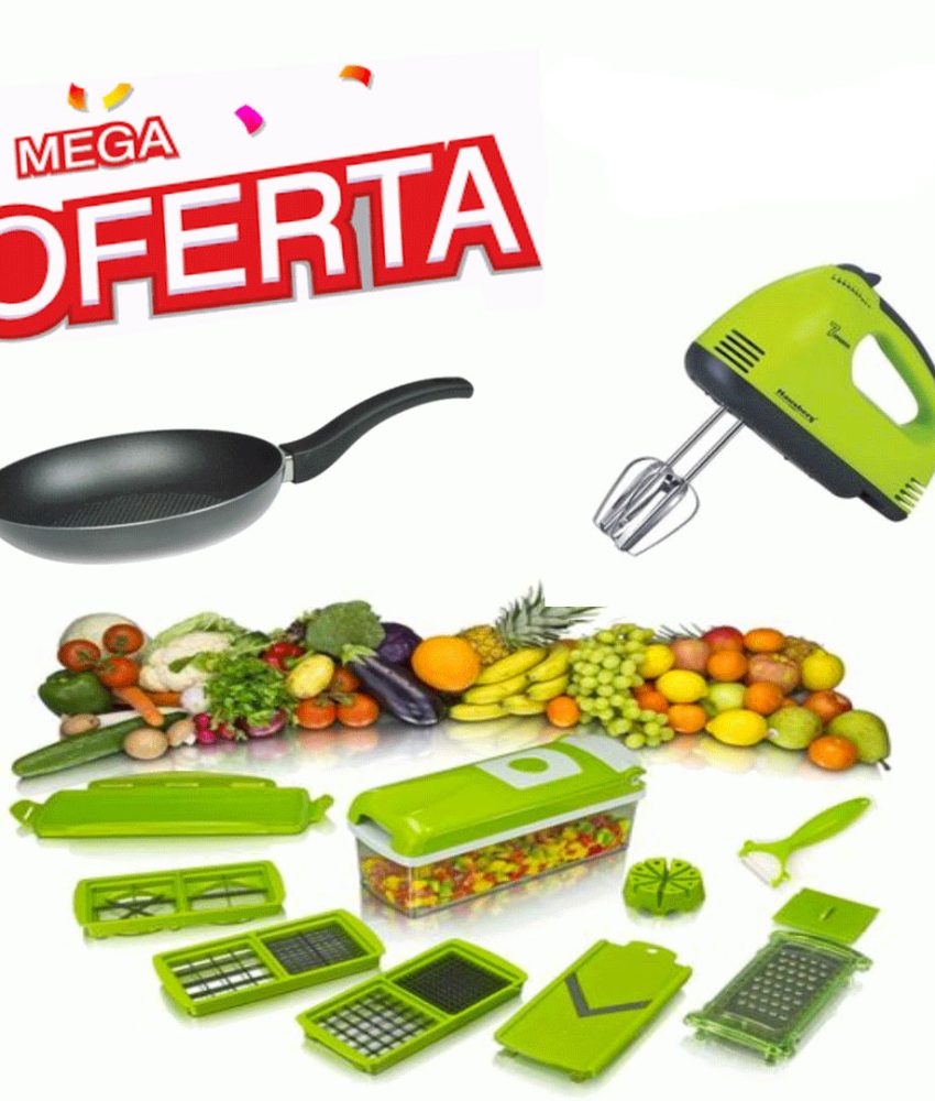 Razatoarea Nicer Dicer 9 piese, 11 moduri de taiere + Mixer electric + 1 tigaie teflon Cadou!