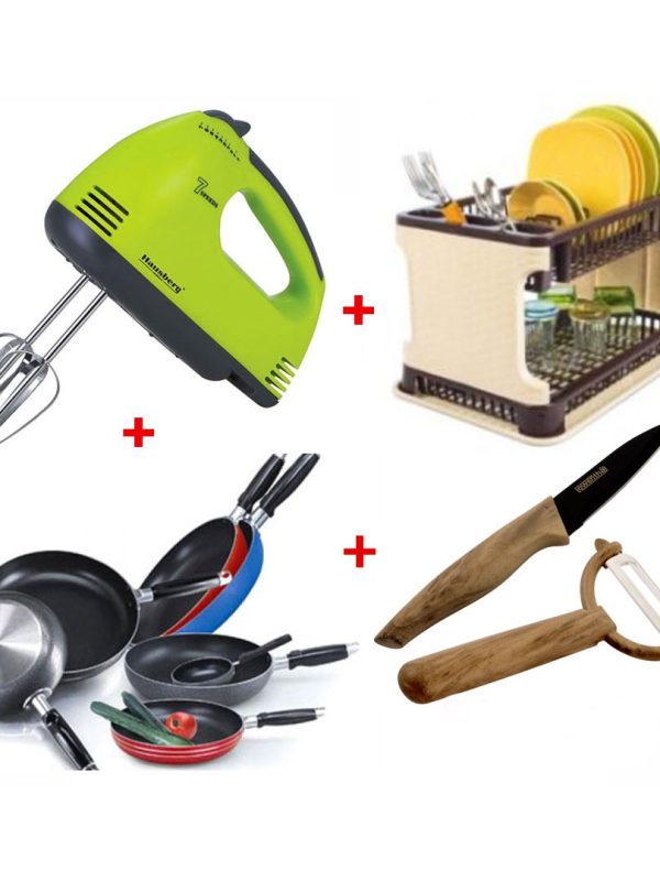 Mixer electric, 7 viteze, 4 palete + Suport vase etajat tip ratan + 1 Tigaie teflon + CADOU set cutit inox + cutit de curatat fructe si legume!