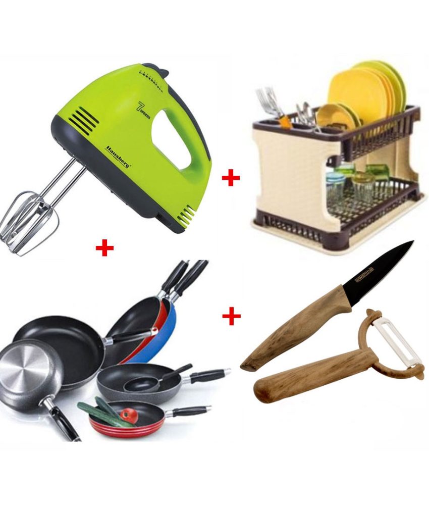 Mixer electric, 7 viteze, 4 palete + Suport vase etajat tip ratan + 1 Tigaie teflon + CADOU set cutit inox + cutit de curatat fructe si legume!