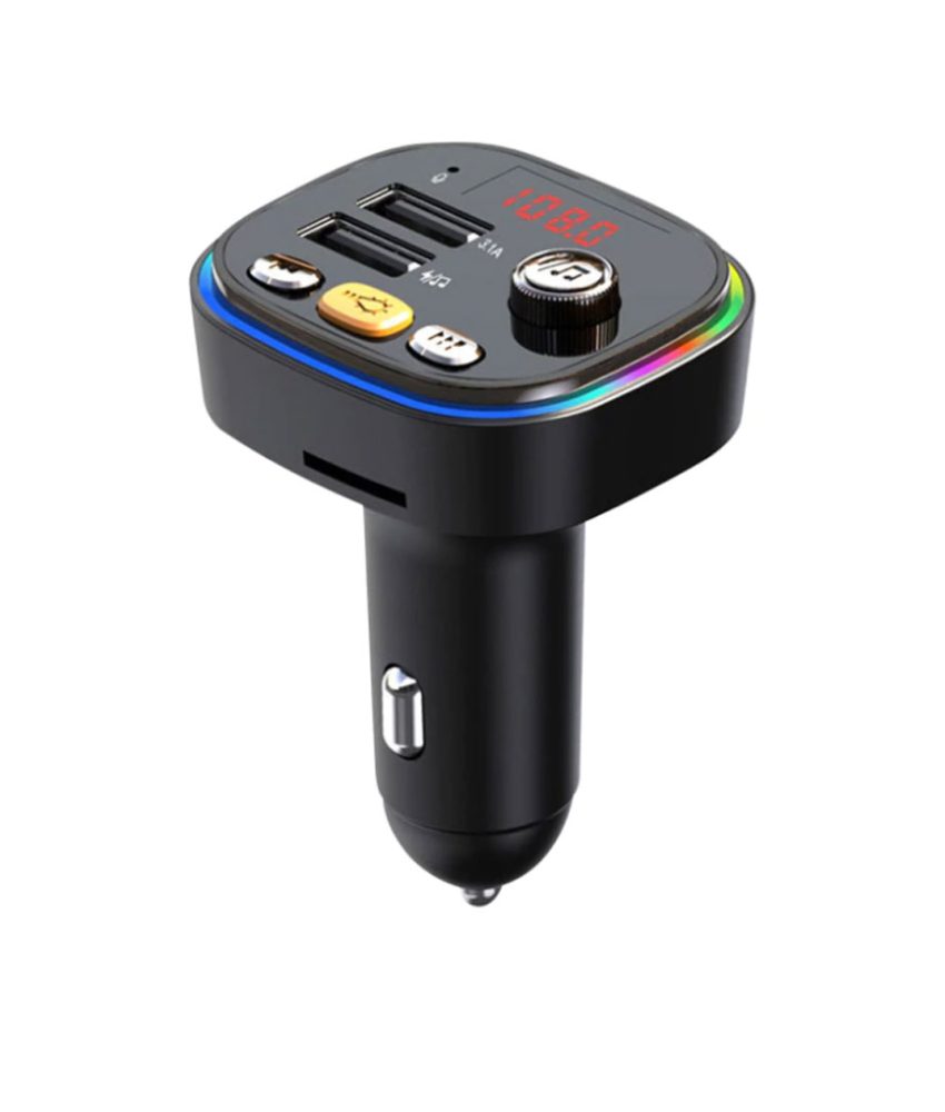 Modulator FM Bigshot C20, Bluetooth, 2 Porturi USB pentru Incarcare, Lumina ambientala RGB