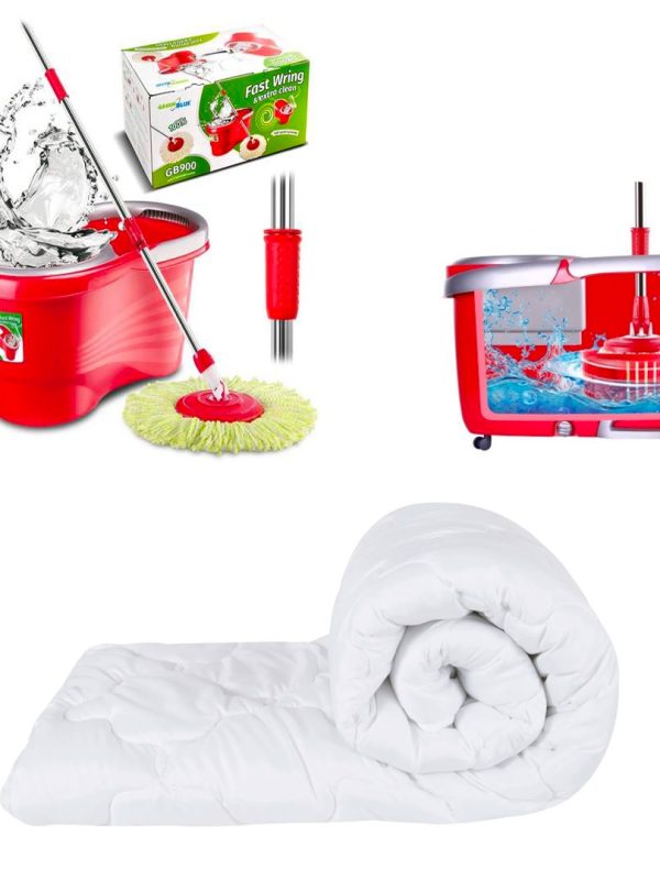 Mop Rotativ Profesional Hurricane Spin cu Galeata + Pilota Deluxe matlasata toamna-iarna pentru pat dublu 180x210cm