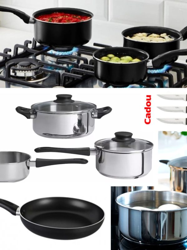 Set Oale INOX 5 piese + CAPACE + Set 3 Cratite Teflon + CADOU o tigaie Teflon si un set cutite Inox!