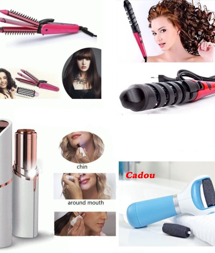 Pachet Beauty 4 produse: Placa de par 3 in 1 + Ondulator bucle Nova + Epilator facial Flowless + Cadou Pila electrica calcaie cu usb!