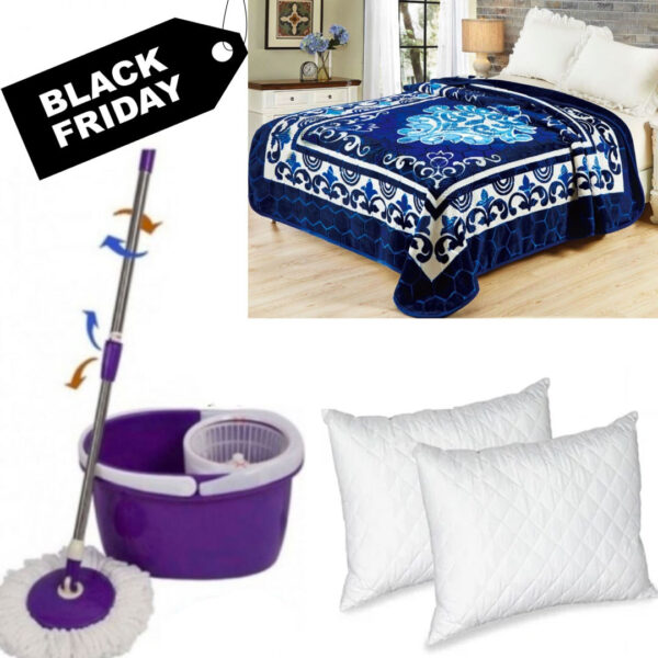 Mop Rotativ cu Galeata, Easy Clean + Patura Luxury Cocolino, 200/220cm, groasa si calduroasa + Set 2 Perne Pufoase Hipoalergenice, 50/70cm, densitate medie!