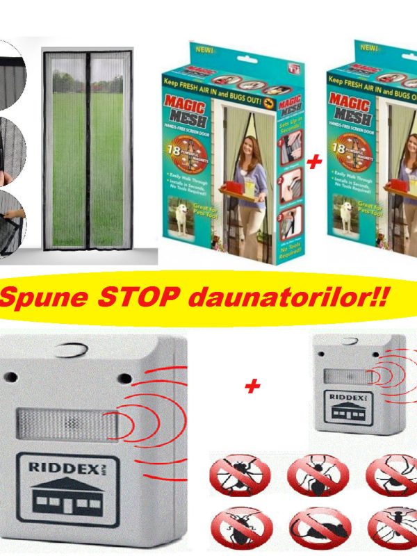 Perdea anti-insecte Magic Mash cu inchidere magnetica + Aparat impotriva daunatorilor Pest Repeller