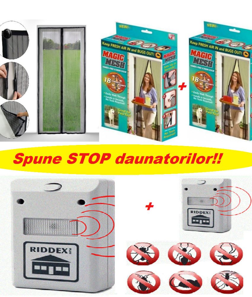 Perdea anti-insecte Magic Mash cu inchidere magnetica + Aparat impotriva daunatorilor Pest Repeller