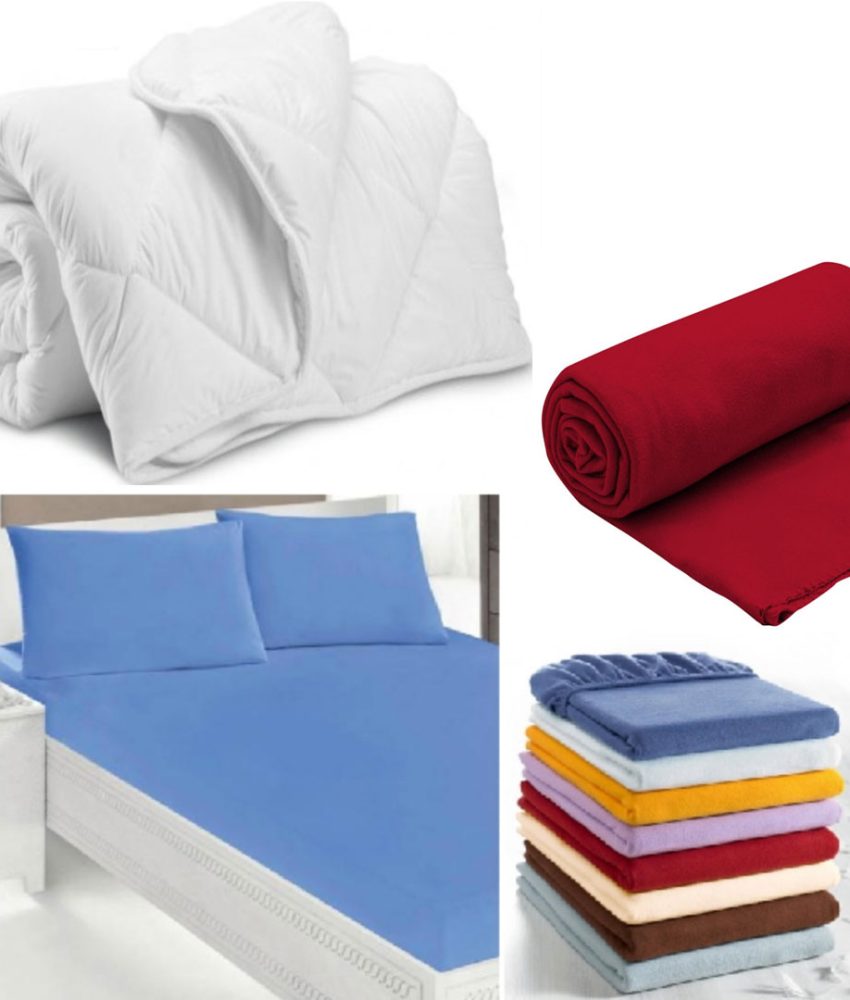 Pilota alba, pentru pat dublu, 180x210cm + Protectie saltea frotir elastic + 2 Huse de perna + CADOU o Patura fleece!