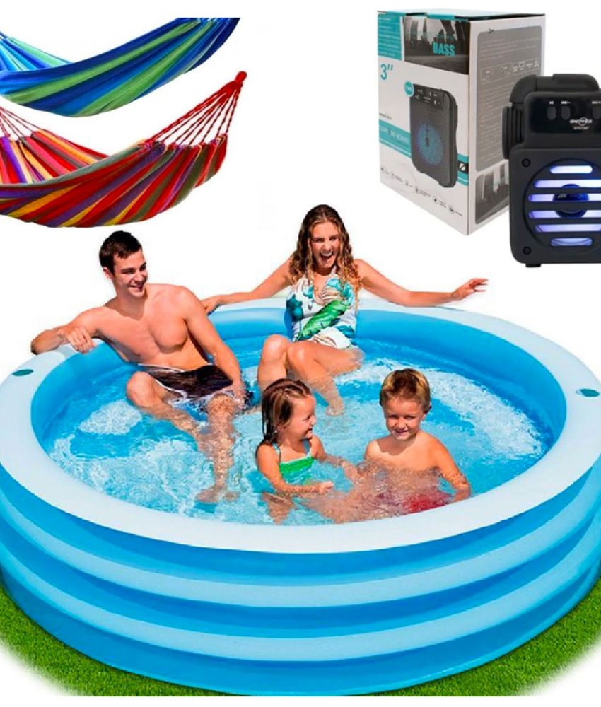 Piscina gonflabila Family Intex Sun Glow, 780l, diametru 1,68m + Hamac columbian, in, multicolor 80x200cm+ Super Cadou o boxa portabila cu bluetooth