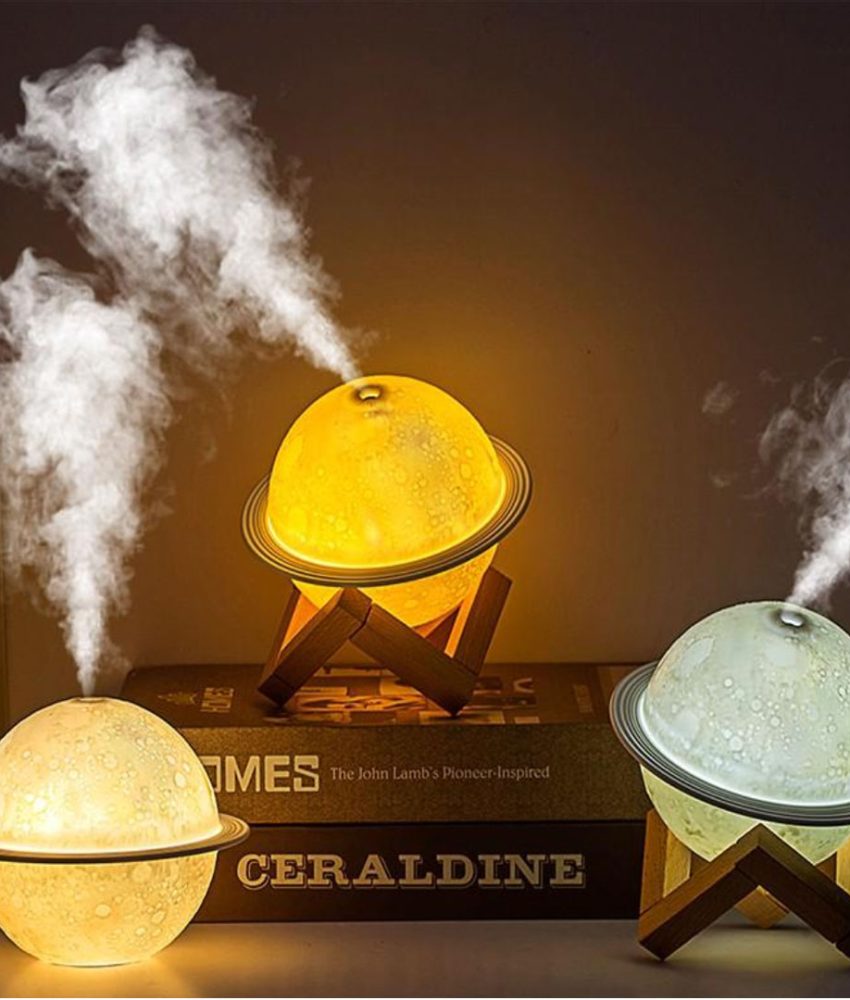 Difuzor aromaterapie Planet, umidificator, 3 tipuri de lumina, capacitate 200 ml, cablu USB