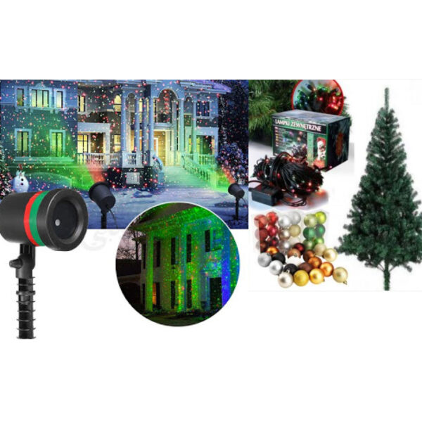 Proiector Laser Light cu jocuri de lumini verzi si rosii pentru exteriorul sau interiorul casei + CADOU Set Globuri + Instalatie Brad! La 2 oferte cumparate ai un BRAD artificial CADOU!