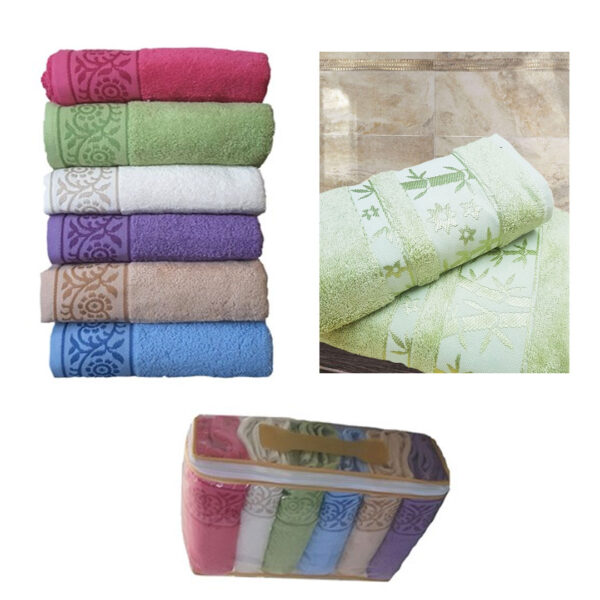 Set mixt 6 Prosoape de Baie, Kotonia Home, 70x140cm, fibra natura de bambus, ambalaj cadou! Mixt culori sau albe