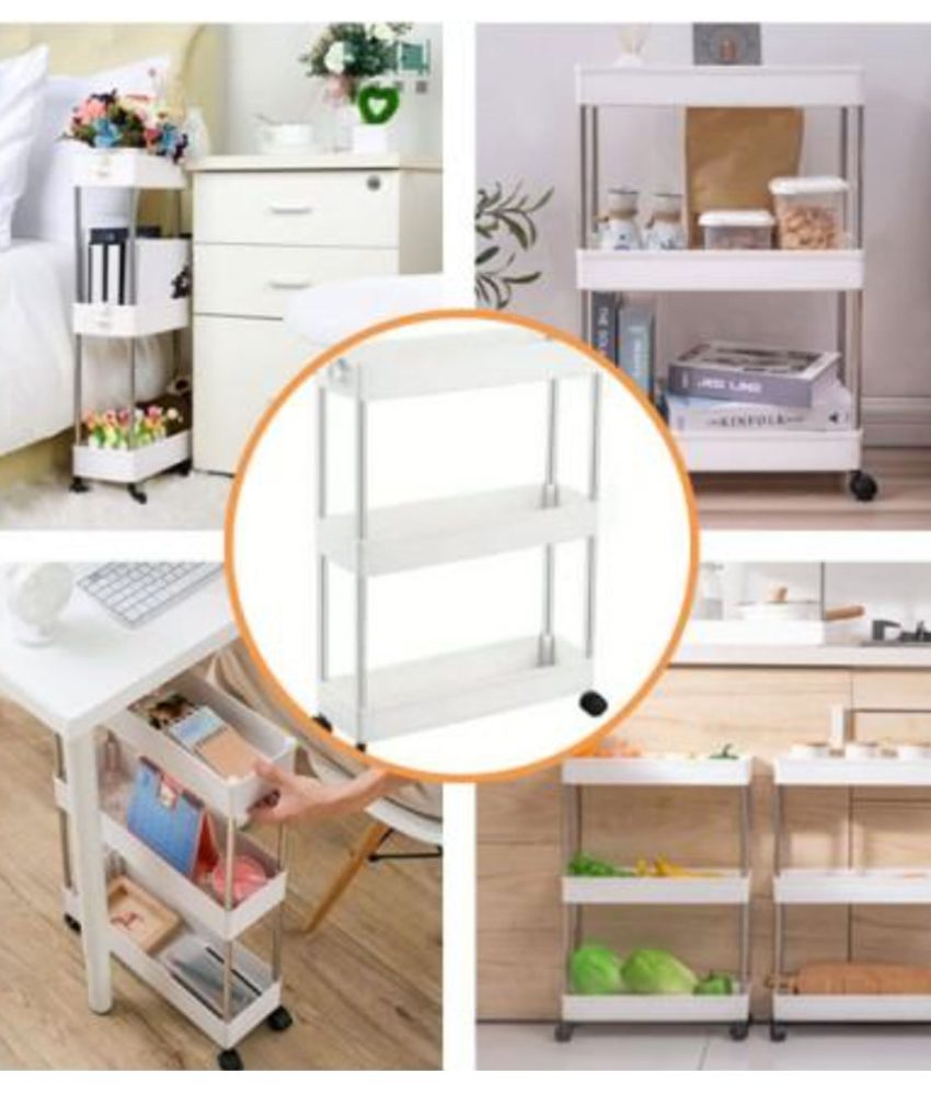 Raft cu 3 niveluri pentru servire sau depozitare, include 4 roti