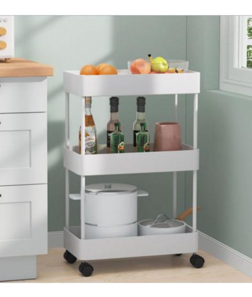 Raft cu 3 niveluri pentru servire sau depozitare, include 4 roti