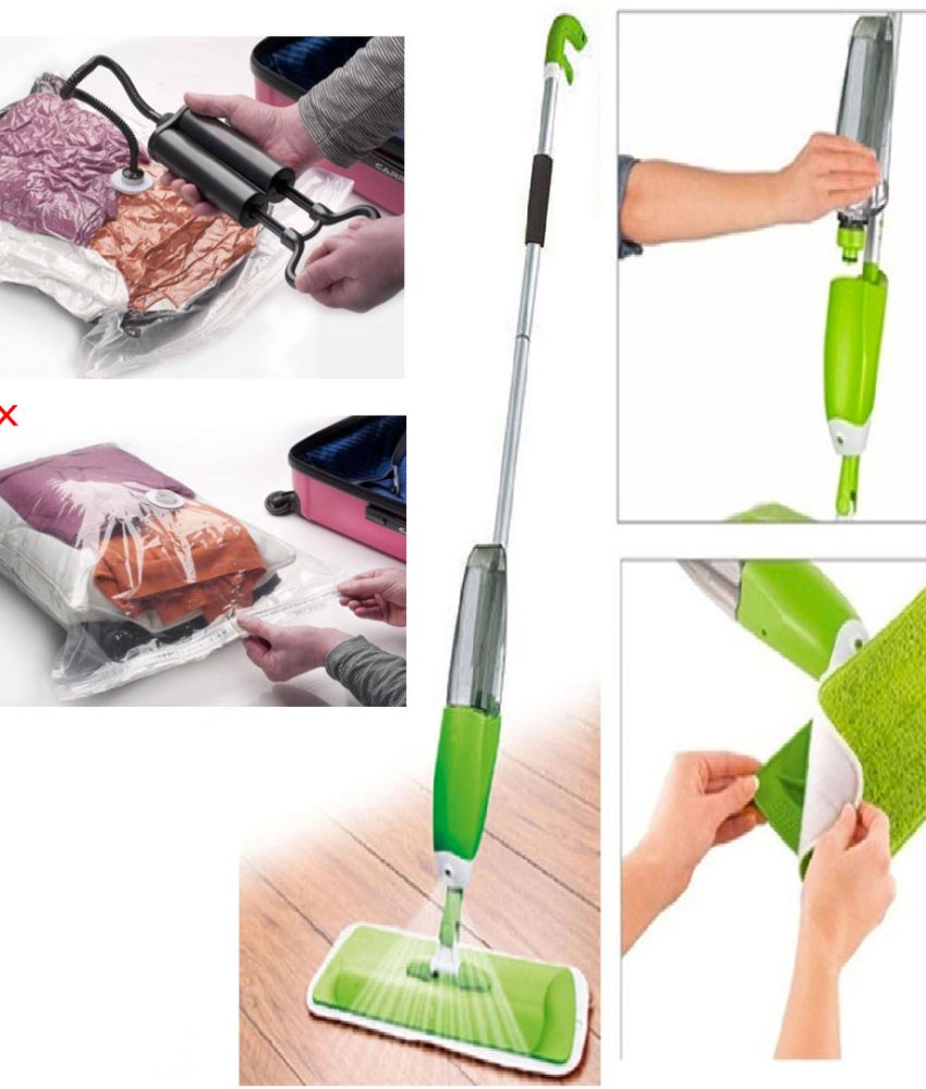 Mop cu pulverizator 2 in 1 + Set 4 Saci vacuum, 50x60cm pentru vidat haine