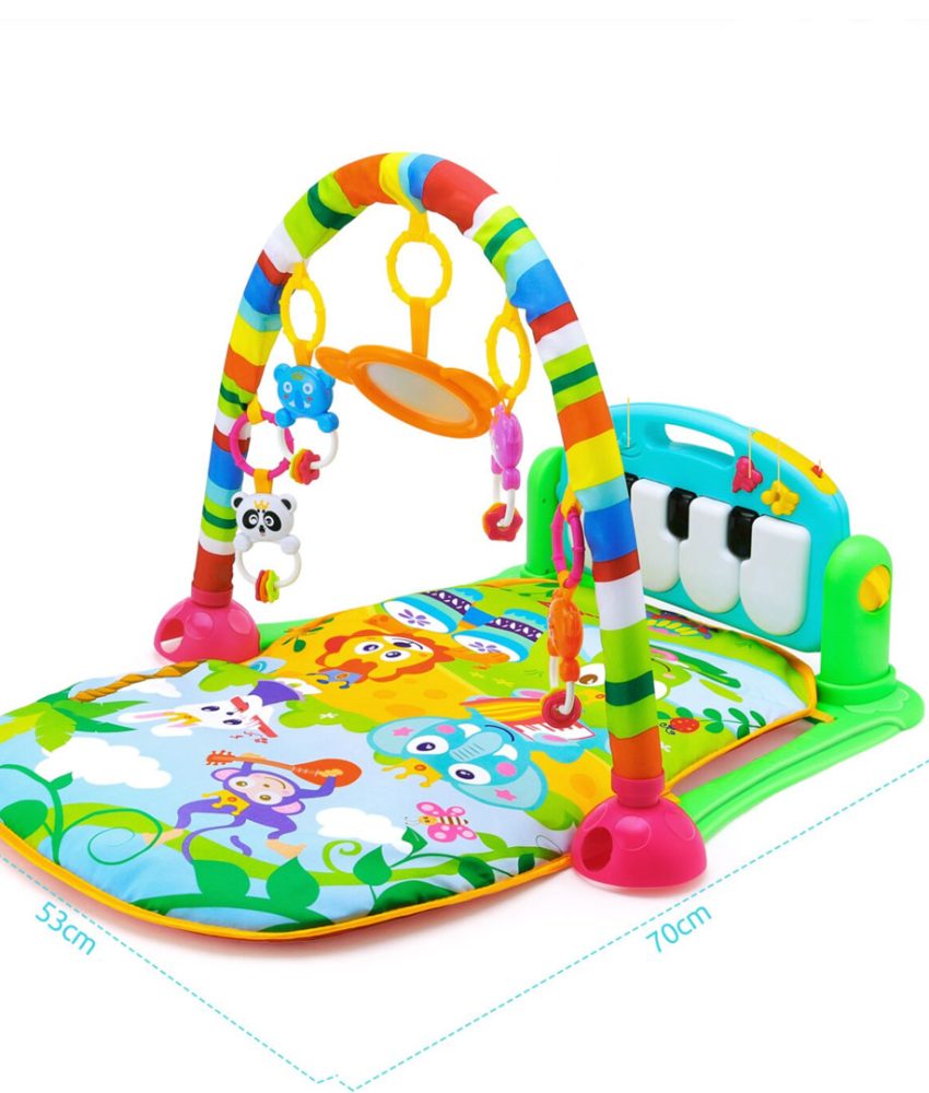 Saltea de joaca bebe Centru de activitati multifunctional 4 in 1 cu  bluetooth, pian, jucarii zornaitoare, oglinda, lumini si sunete Piano Fitness