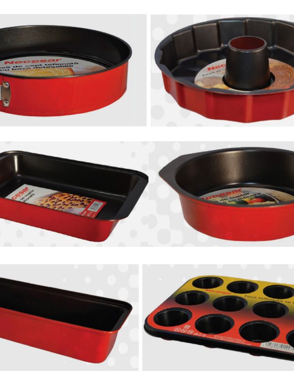 Pachet 6 tavi teflonate pentru cuptor: tava cu baza detasabila, forma de copt con, tava cu manere, tava cuptor, tava cozonac, tava 12 briose