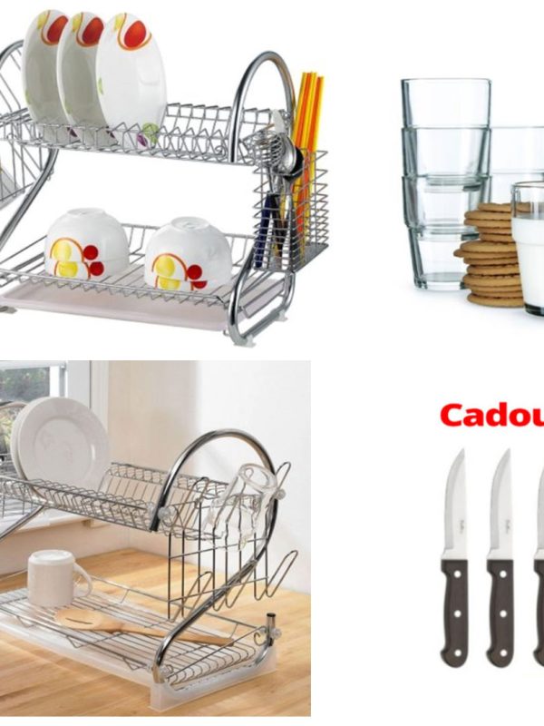 Suport de vase pentru bucatarie inox + Set 6 Pahare + CADOU Set 3 Cutite inox!