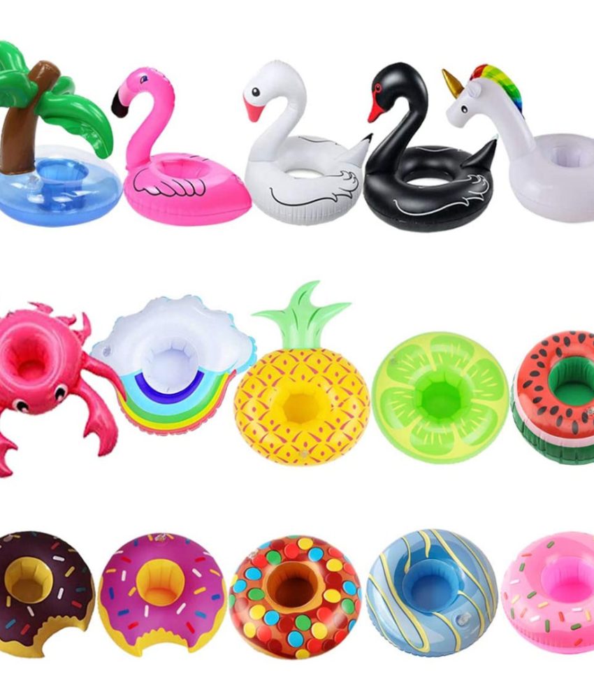 Set 3 suporturi gonflabile pentru pahare Tropical, diferite modele