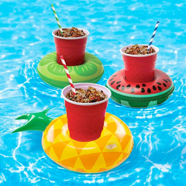 Set 3 suporturi gonflabile pentru pahare Tropical, diferite modele