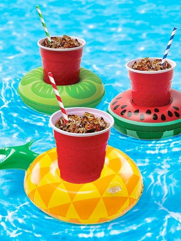 Set 3 suporturi gonflabile pentru pahare Tropical, diferite modele