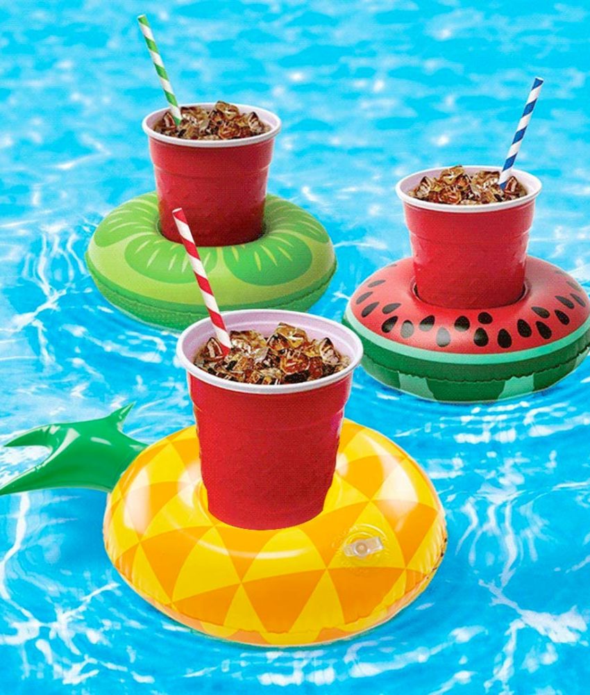 Set 3 suporturi gonflabile pentru pahare Tropical, diferite modele