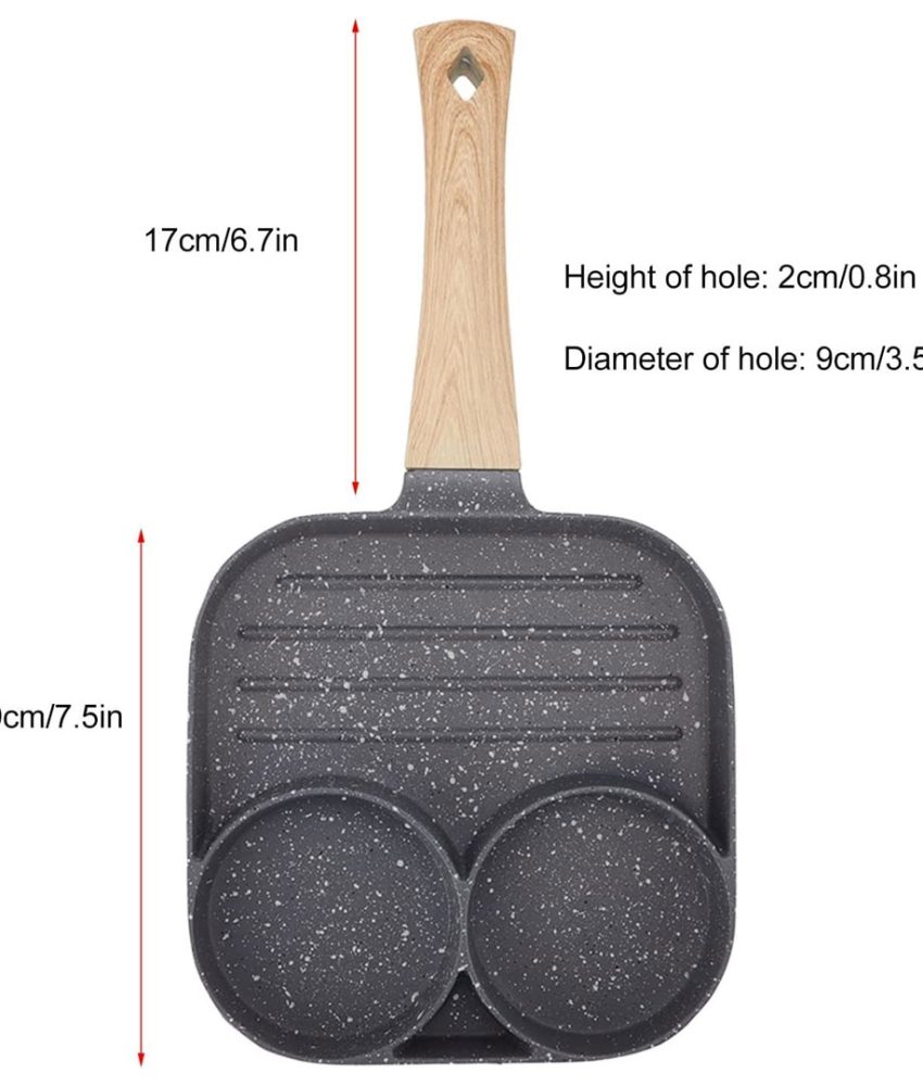 Tigaie antiaderenta cu 2 compartimente si zona de grill, material aliaj de aluminiu, Frying Pan