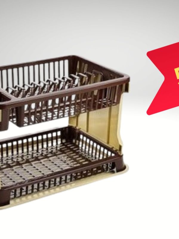 Uscator de vase etajat, tip ratan, cu suport de pahare, farfurii si tava de scurgere, finisaj dantelat!