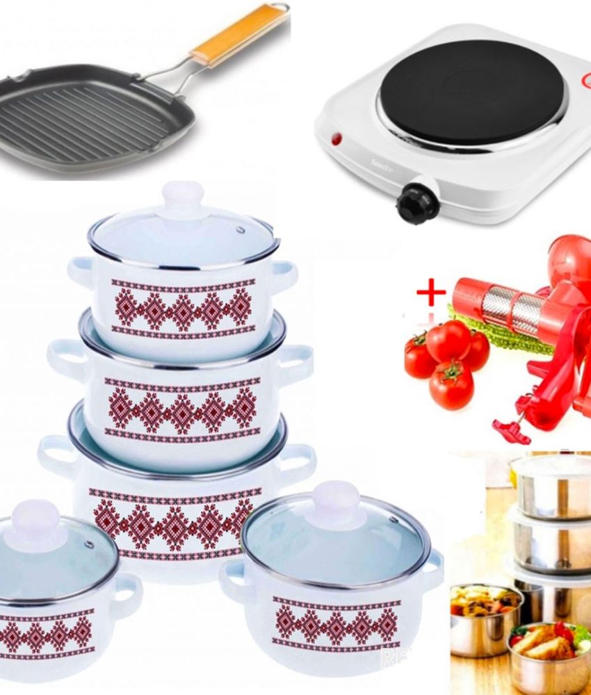 Vanora 10 piese + Aragaz electric + Aparat de rosii + Tigaie grill + Cadou Set vase inox 10 piese!