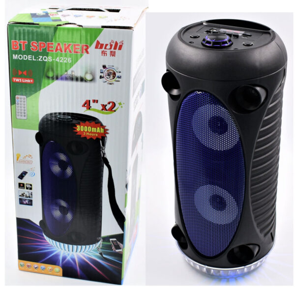 Boxa Portabila Activa Cu 2 Difuzoare, ZQS 4226, Bluetooth, USB, TF/SD Card, Aux, Radio FM, Telecomanda